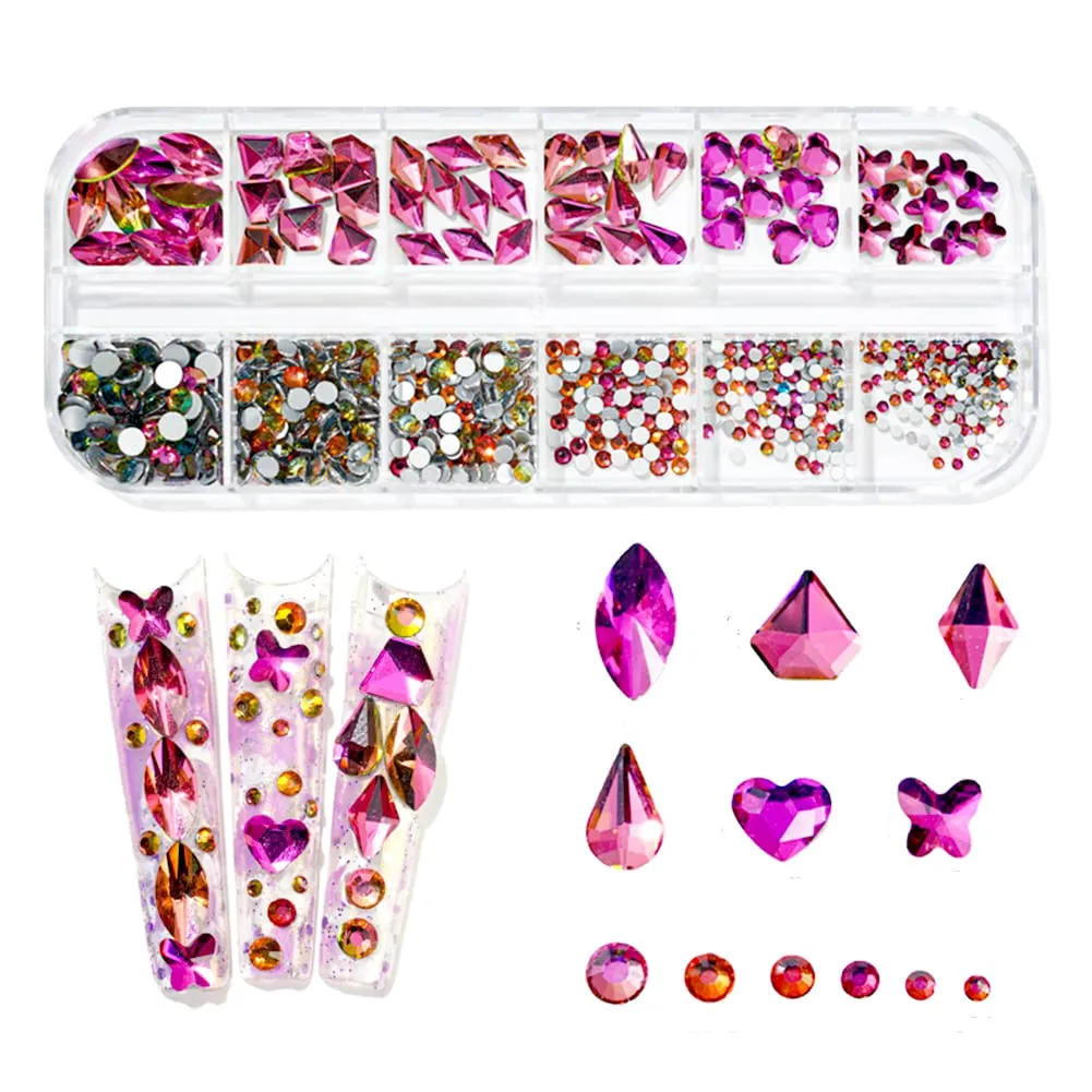 1070 Pieces Champagne Gold Nail Rhinestones for Nails Gold Stones for Nails Crystals 3D Nail Diamonds Art Decoration Crafts DIY (Champagne Gold)
