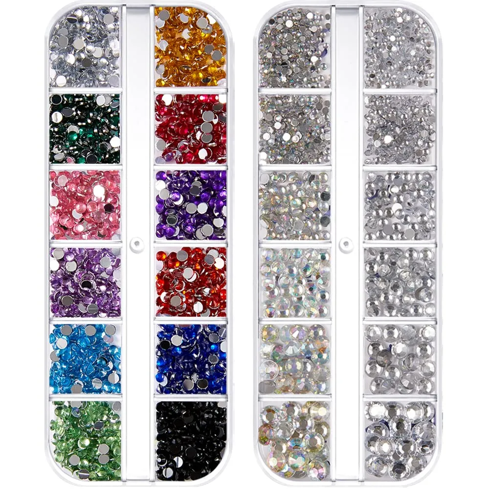 1070 Pieces Champagne Gold Nail Rhinestones for Nails Gold Stones for Nails Crystals 3D Nail Diamonds Art Decoration Crafts DIY (Champagne Gold)