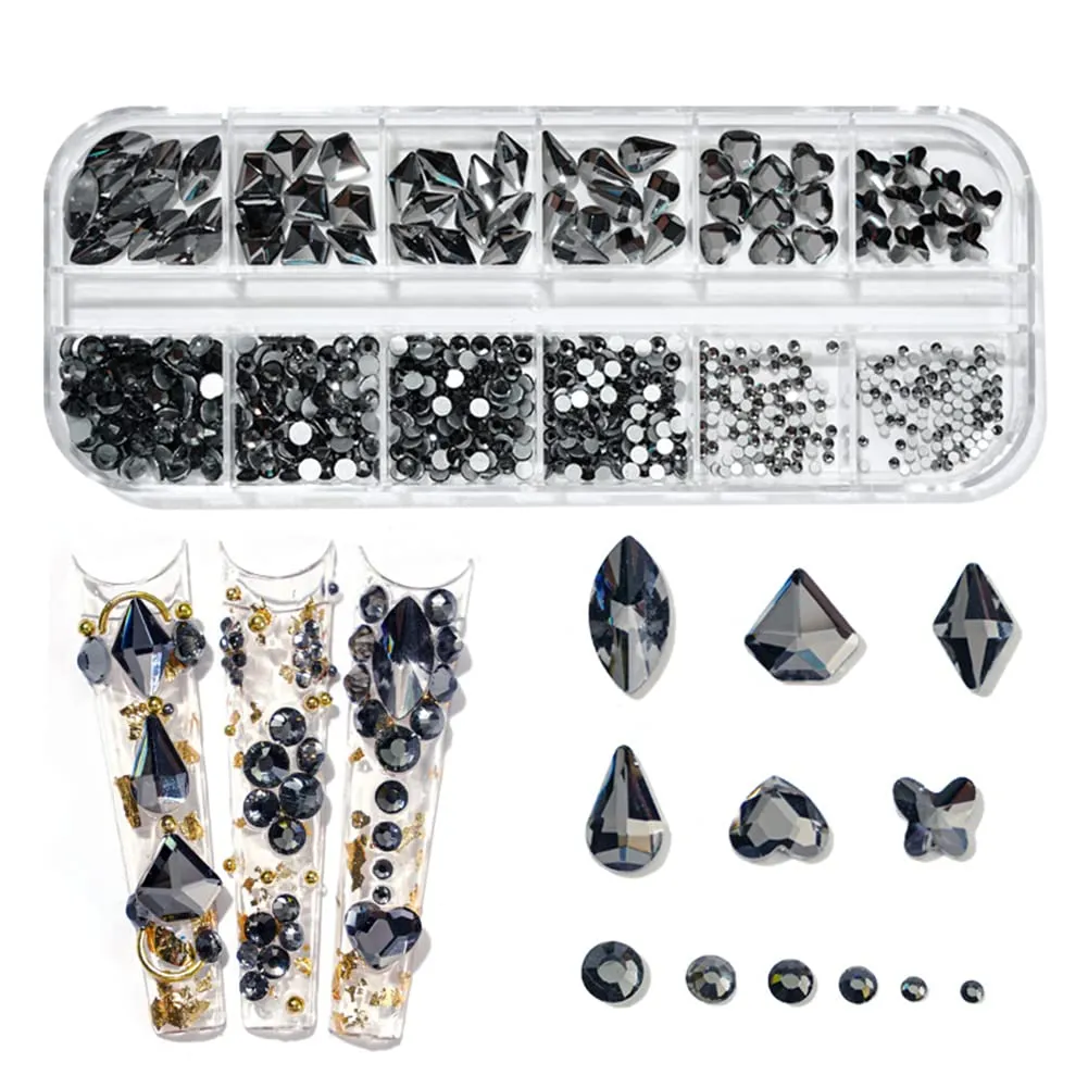 1070 Pieces Champagne Gold Nail Rhinestones for Nails Gold Stones for Nails Crystals 3D Nail Diamonds Art Decoration Crafts DIY (Champagne Gold)