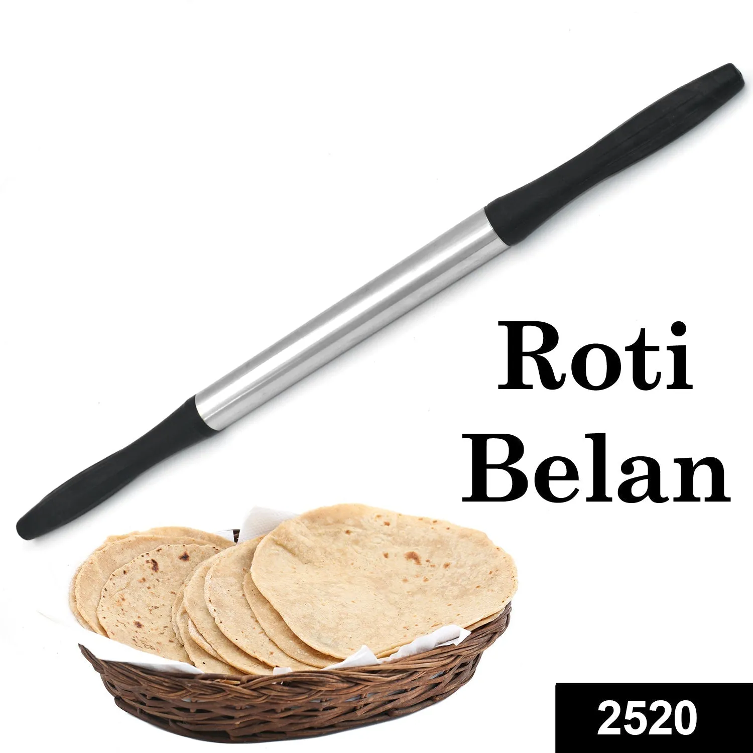 2520 Kitchen Plastic Belan / Rolling Pin (Black)