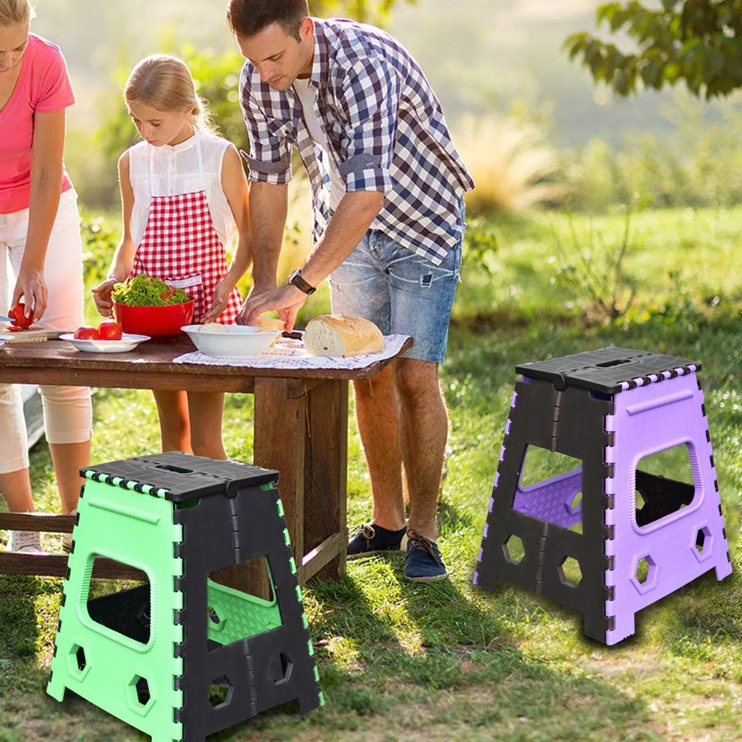2554 Plastic Foldable Pick n Move Strong Step Stool Table, 18Inches