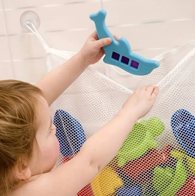 3 x White Baby Kids Bath Toys Holder Organiser Hanging Large Bag