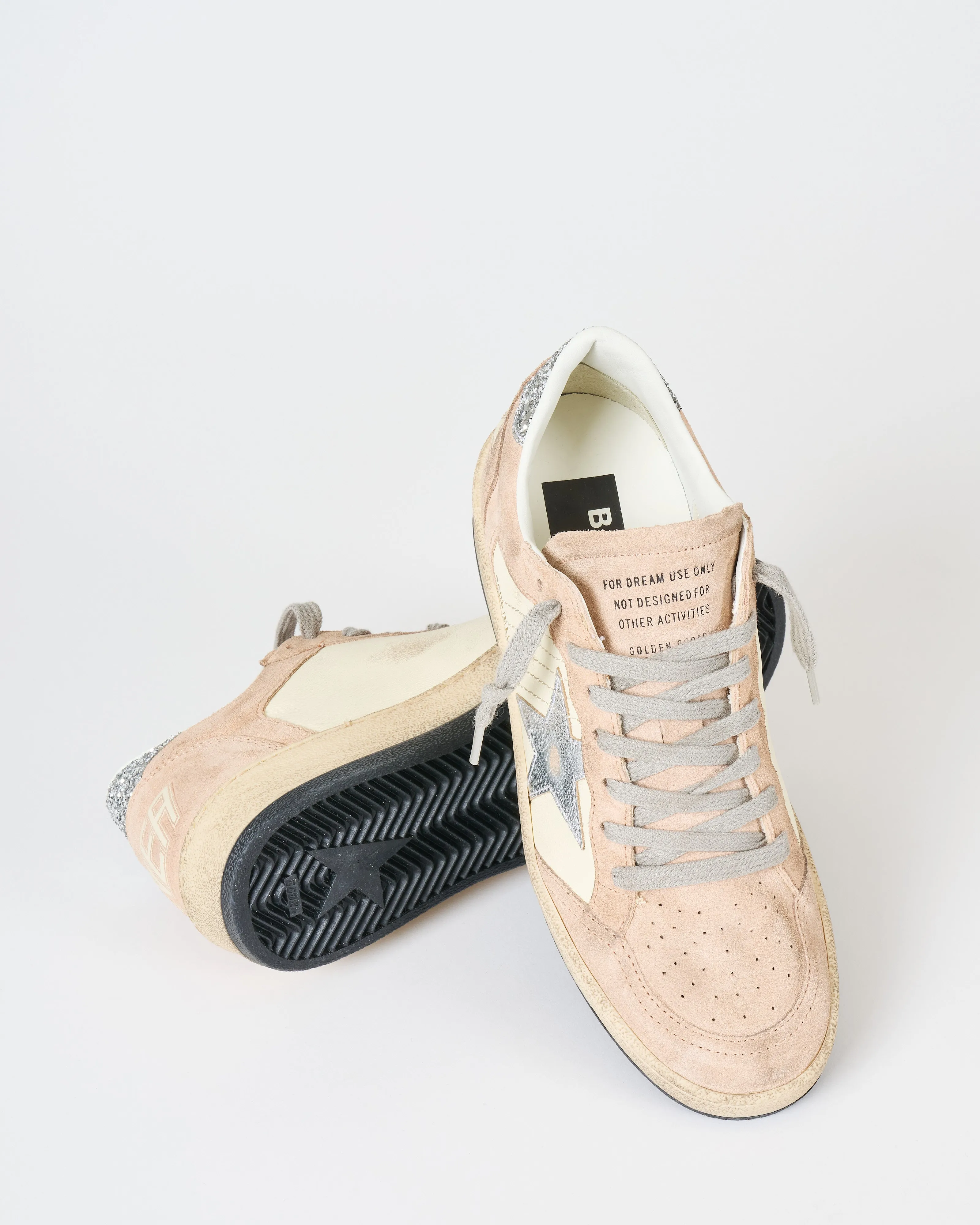 ball star nappa and suede upper laminated star glitter heel
