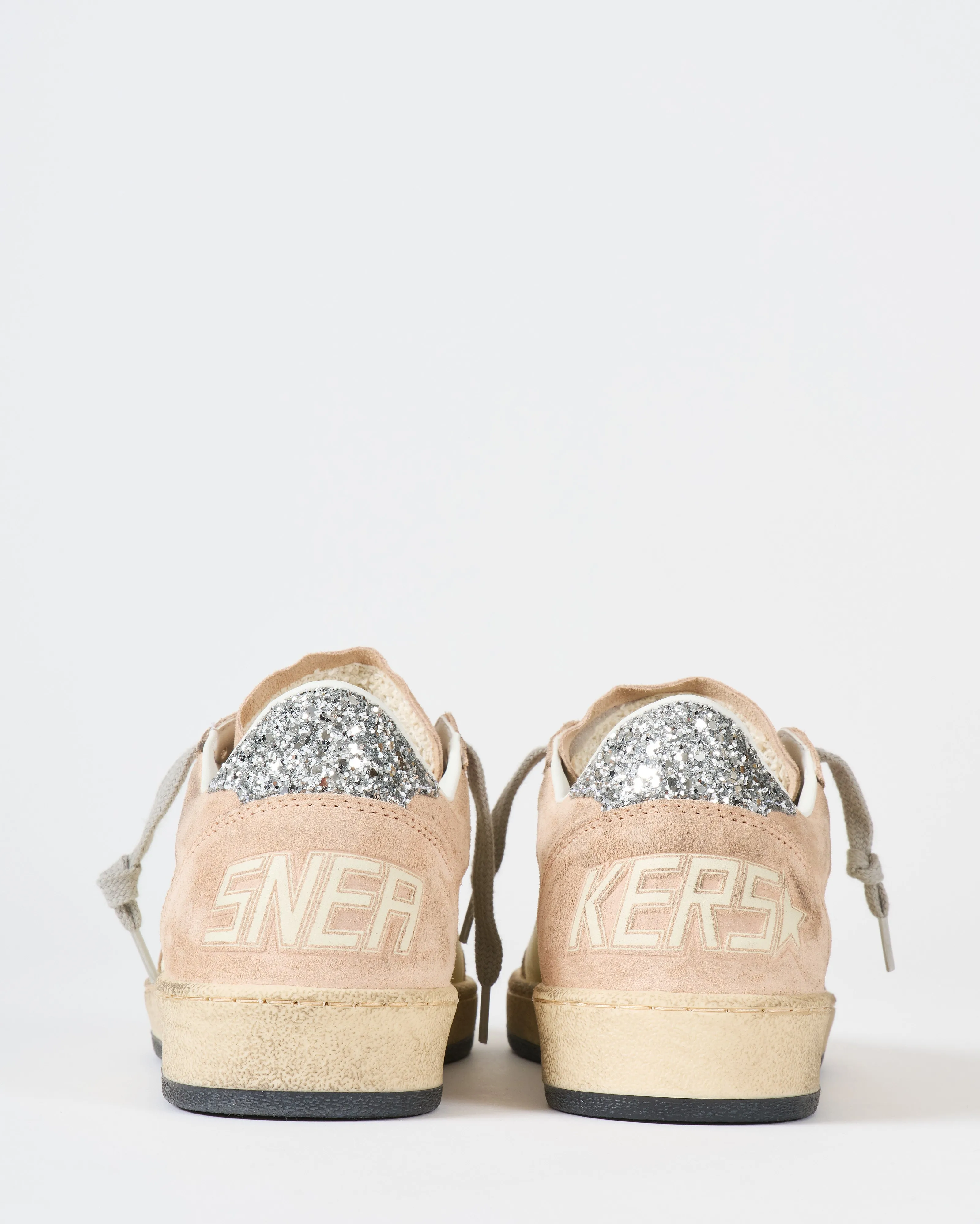 ball star nappa and suede upper laminated star glitter heel