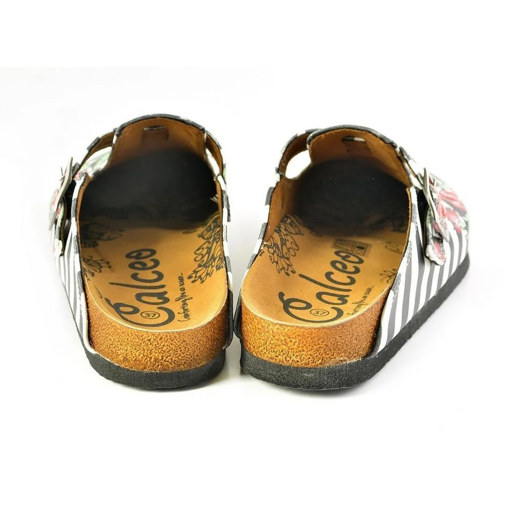Black & White Stripe Butterfly Clogs WCAL363