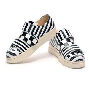 Black and White Slip on Sneakers Shoes NAC111
