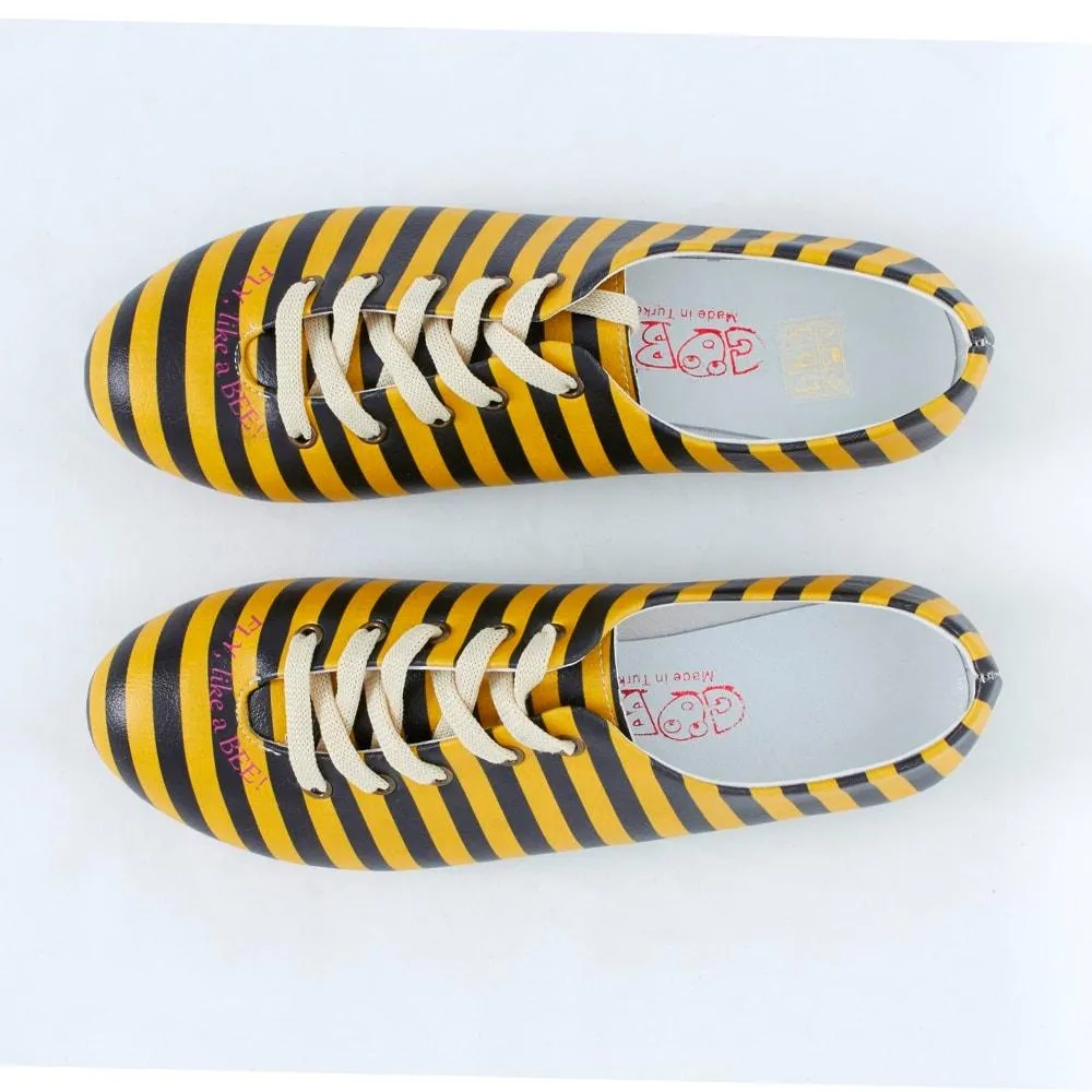 Black and Yellow Striped Ballerinas Shoes SLV073