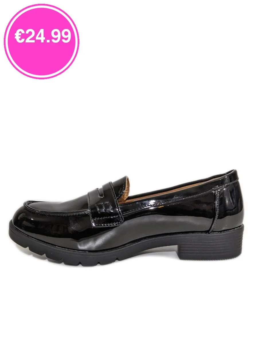 Black Patent Loafers Flat Shoes