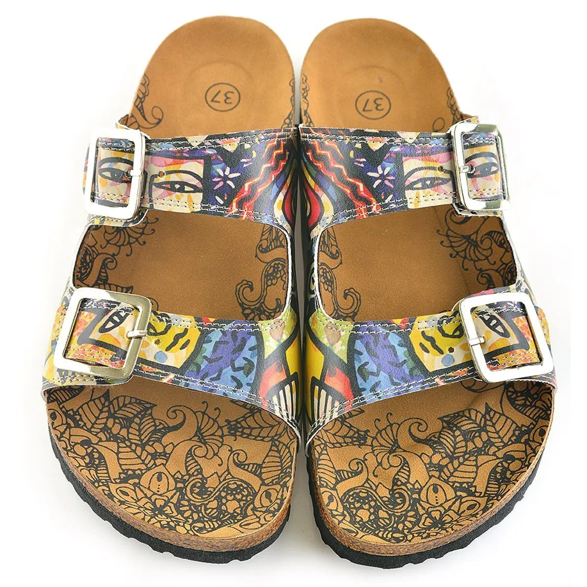 Blue Art Two-Strap Buckle Sandal CAL206