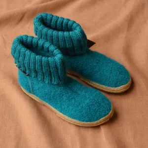 Boiled Wool Slipper Boots - Toni - Teal AW24 (Kids 26, 27, 29) *Last ones