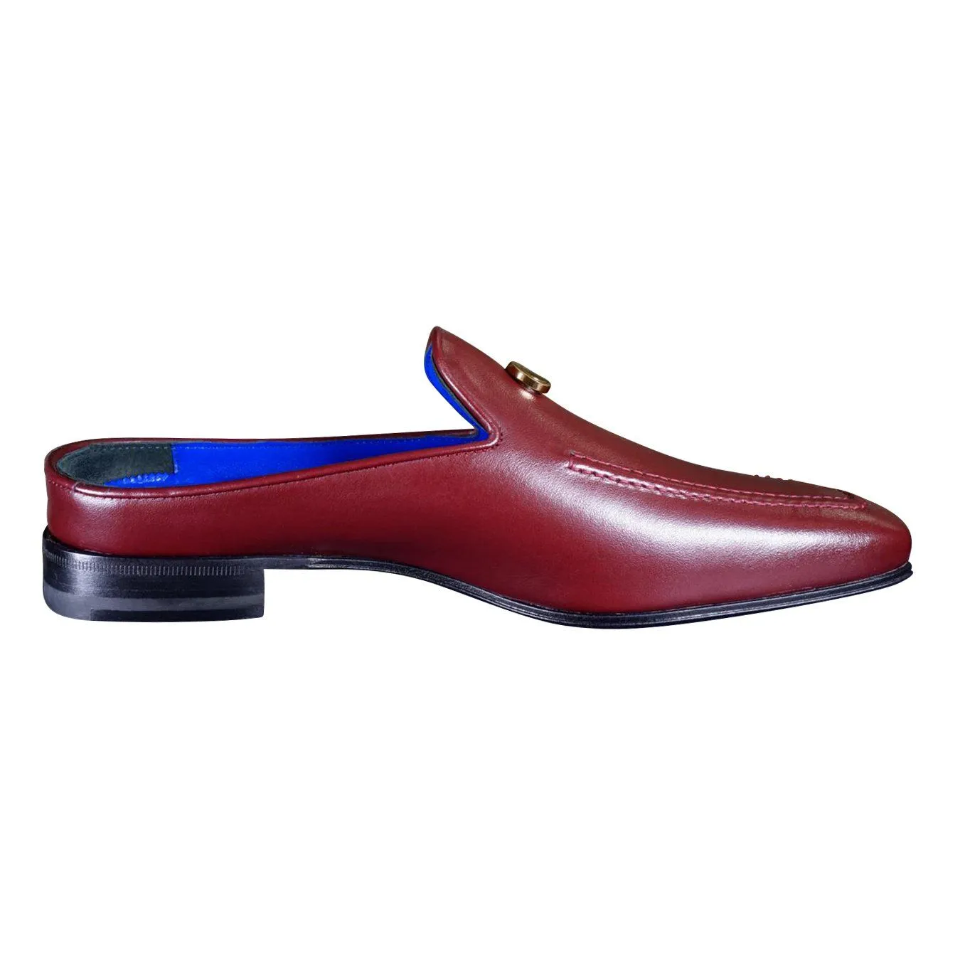 Bordo With Yellow Gold Hardware Leather Slippers