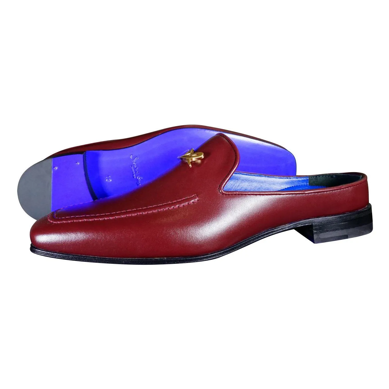 Bordo With Yellow Gold Hardware Leather Slippers