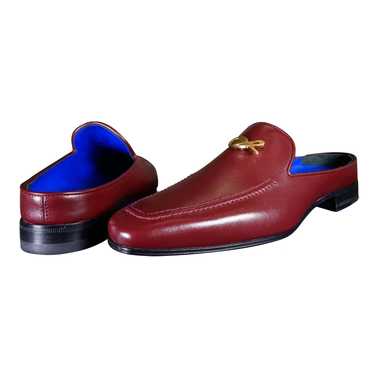 Bordo With Yellow Gold Hardware Leather Slippers
