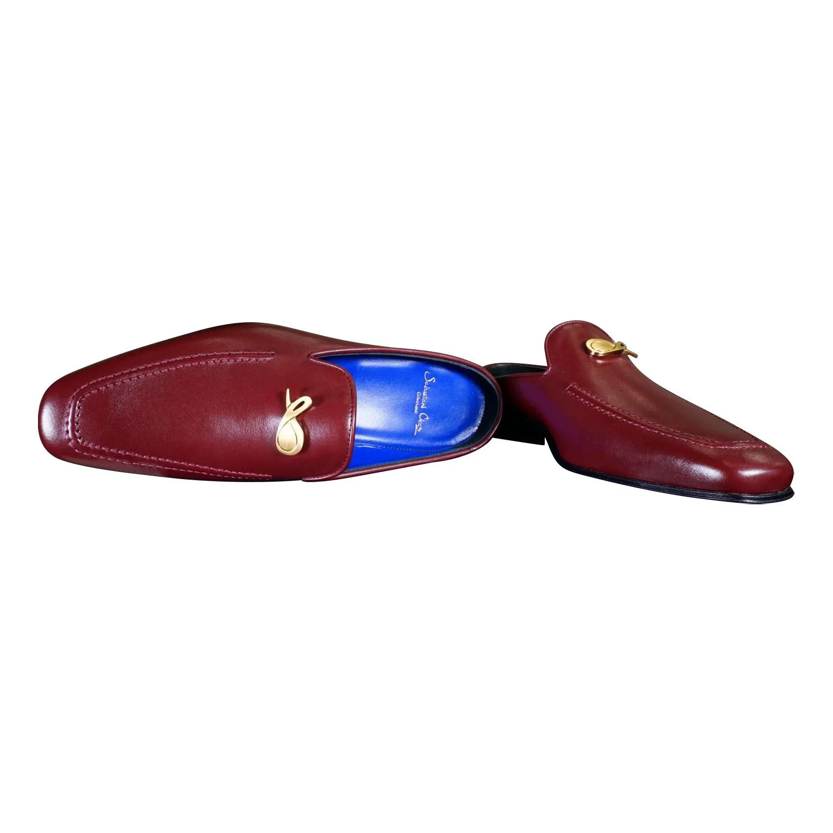 Bordo With Yellow Gold Hardware Leather Slippers