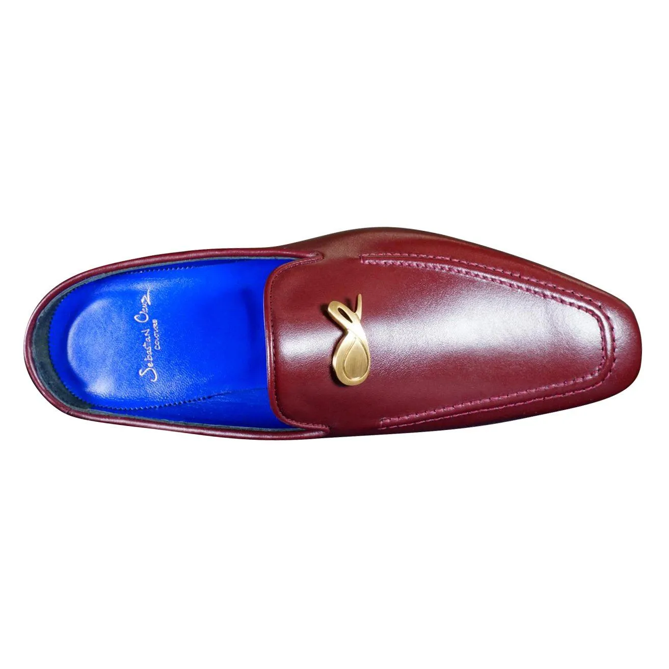 Bordo With Yellow Gold Hardware Leather Slippers