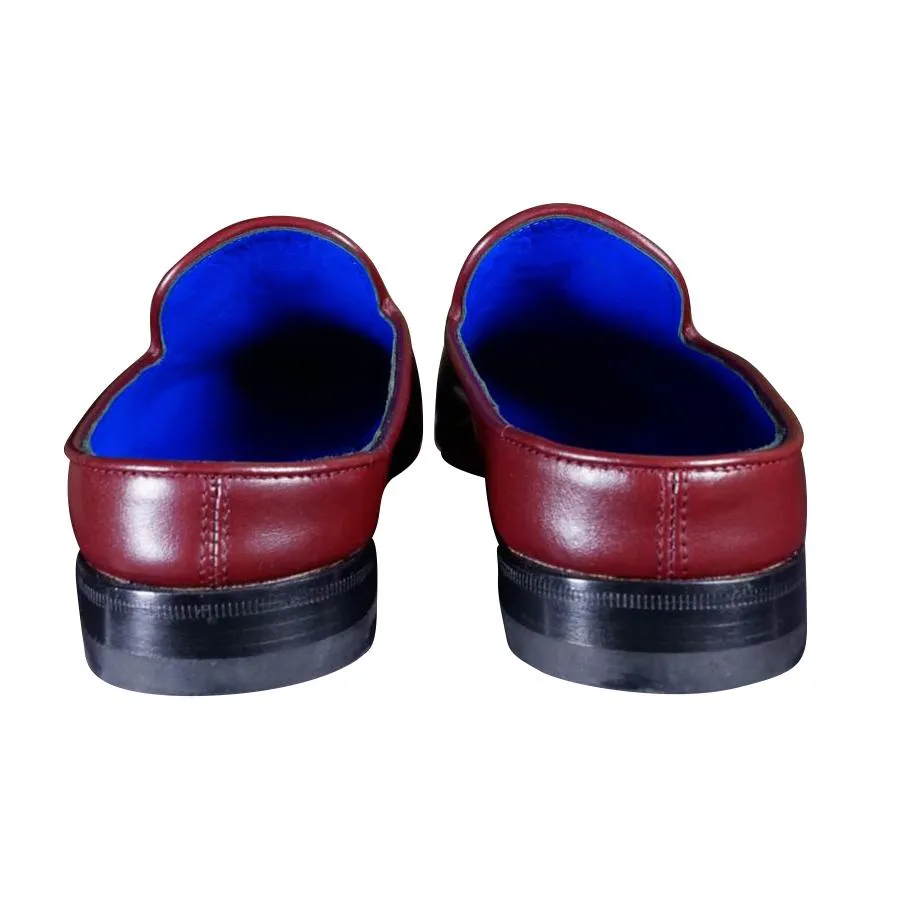 Bordo With Yellow Gold Hardware Leather Slippers