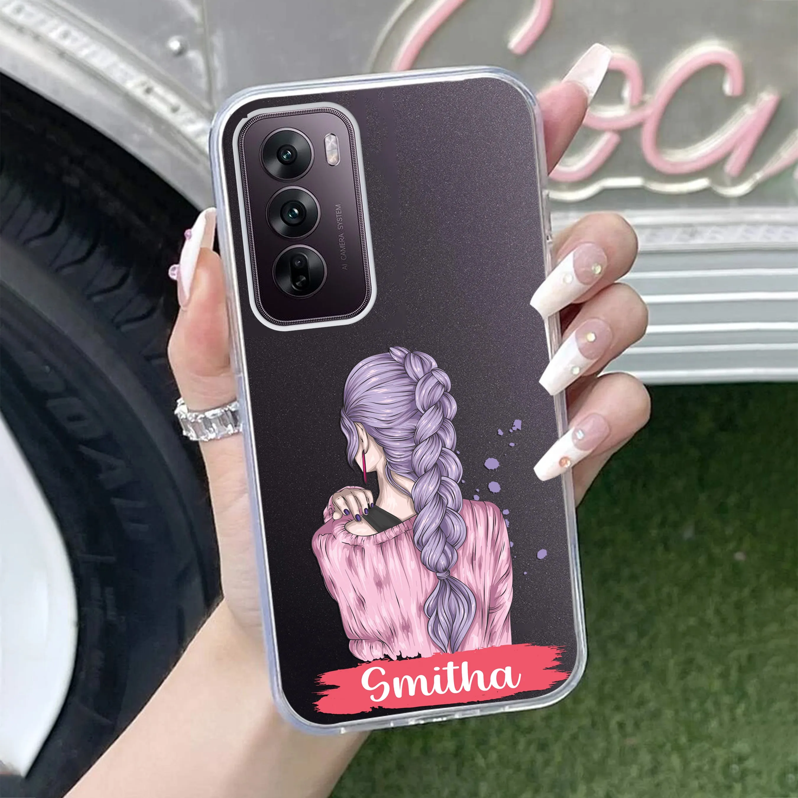 Braid Girl Customize Transparent Silicon Case For Oppo