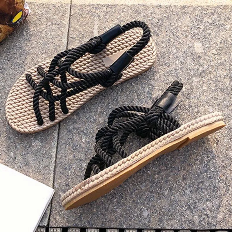 Braided Rope Flat Sandals