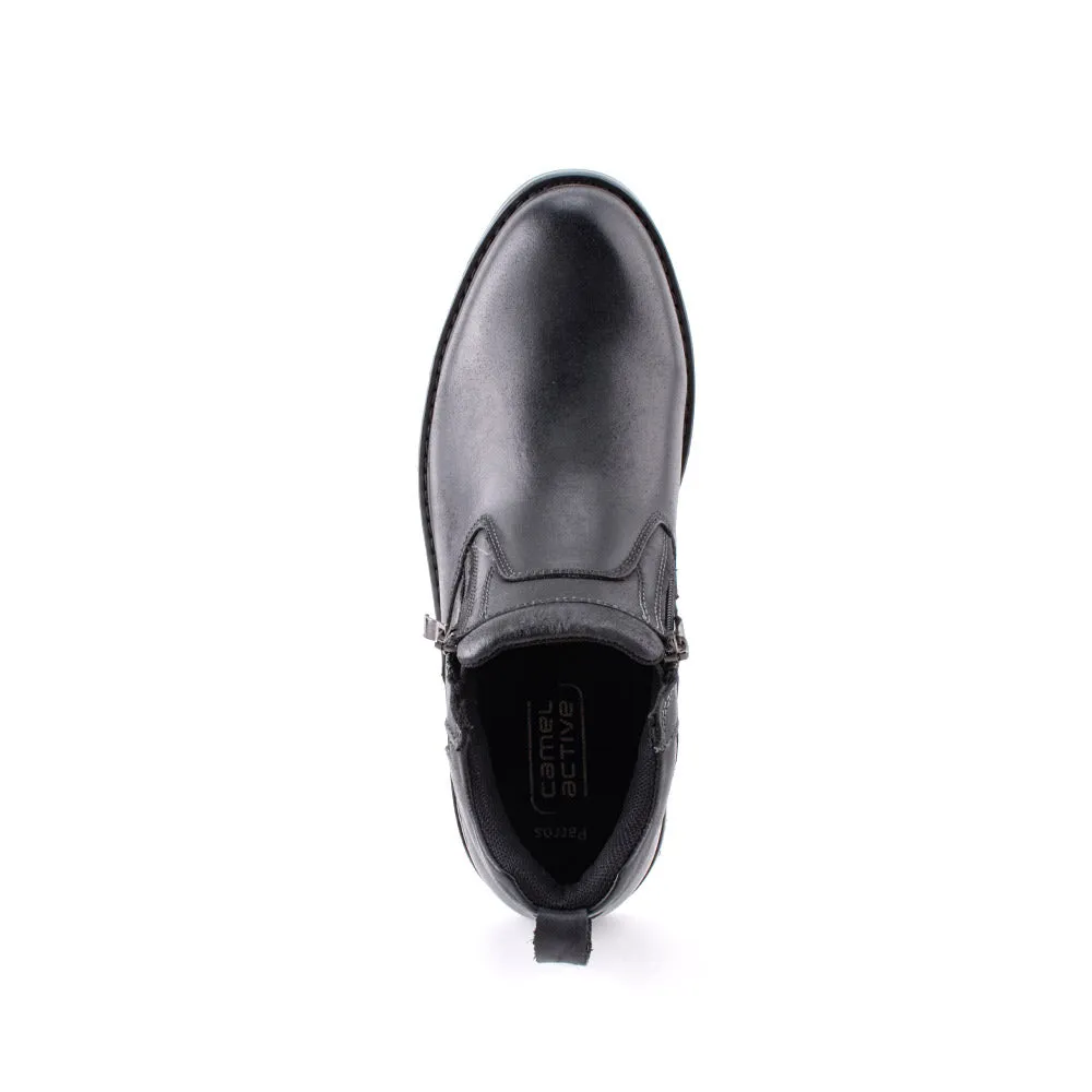 camel active Leather Basic High Cut Shoes Men Black PARROS 852404-FF2S-1 BLACK