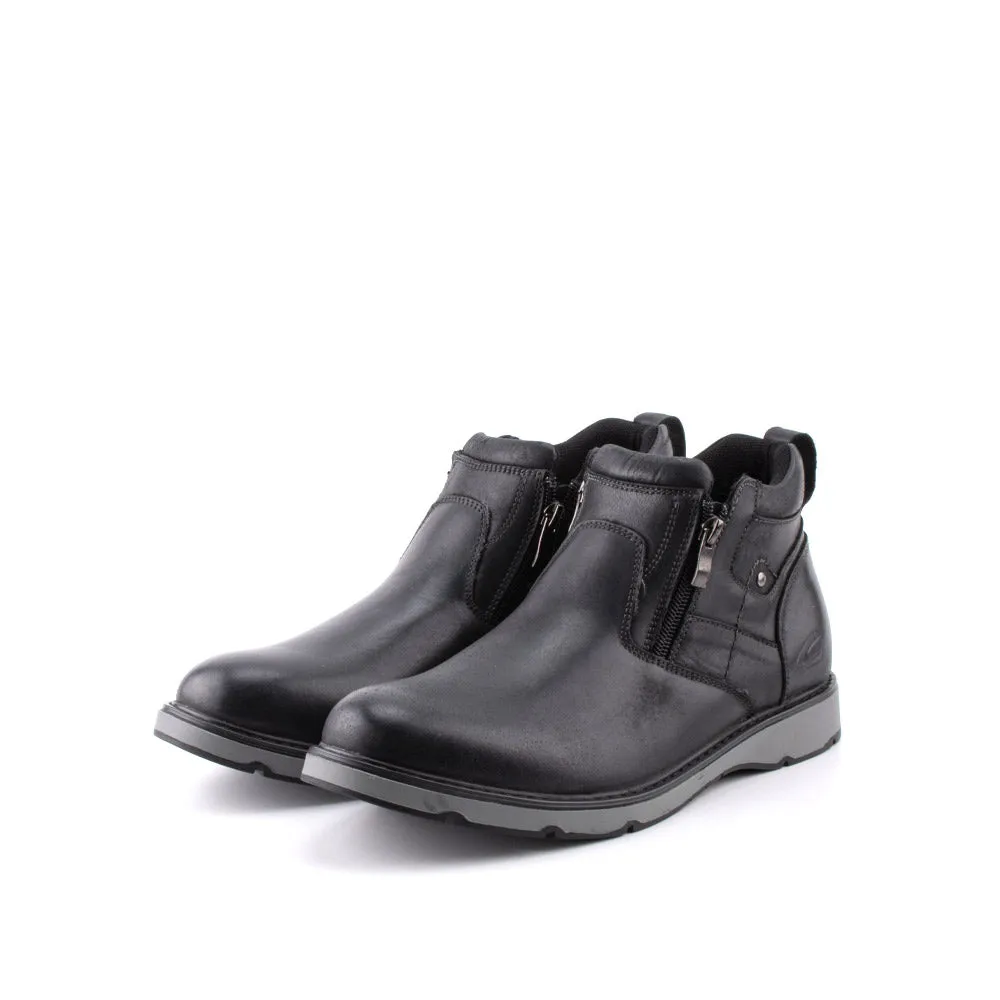 camel active Leather Basic High Cut Shoes Men Black PARROS 852404-FF2S-1 BLACK