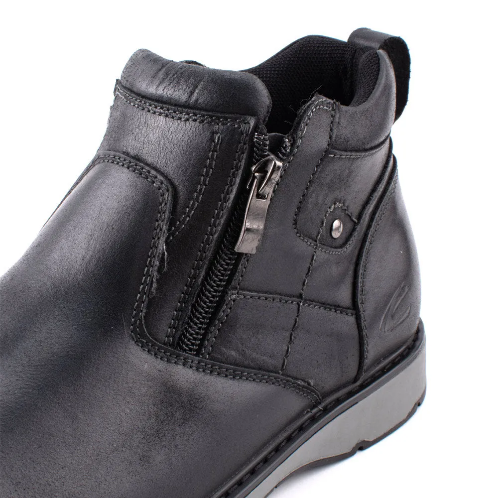 camel active Leather Basic High Cut Shoes Men Black PARROS 852404-FF2S-1 BLACK