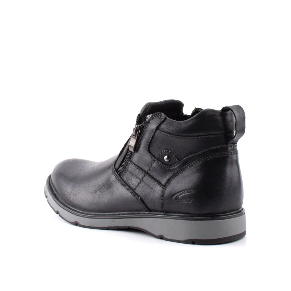 camel active Leather Basic High Cut Shoes Men Black PARROS 852404-FF2S-1 BLACK