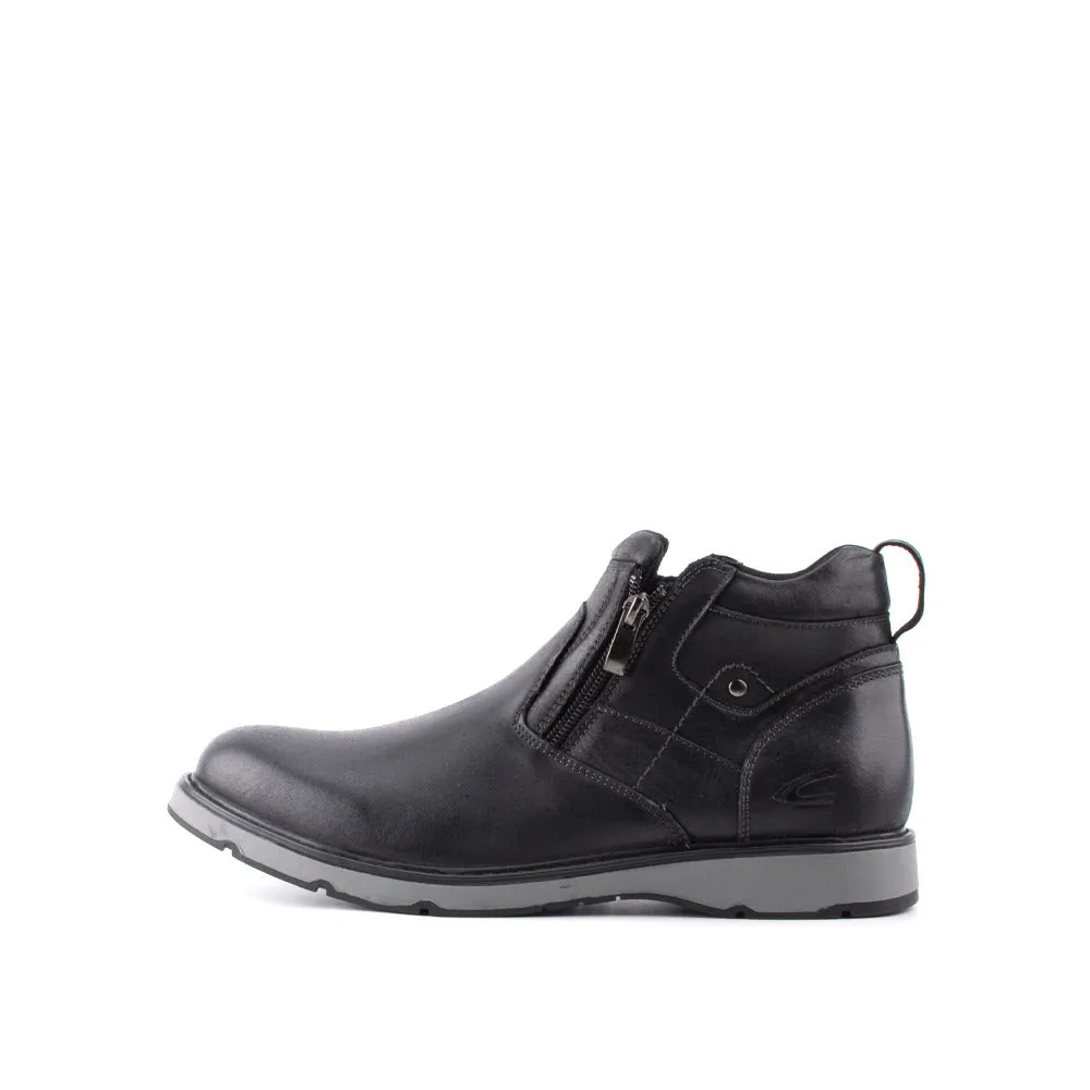 camel active Leather Basic High Cut Shoes Men Black PARROS 852404-FF2S-1 BLACK
