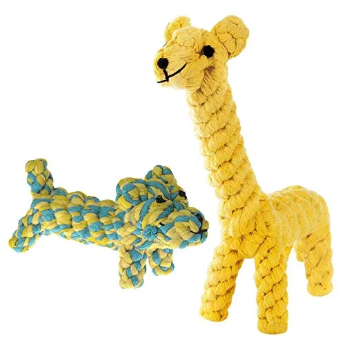 Cotton Rope Knot Giraffe & Daisy The Dog, Soft, Chew Toys for Small Breeds