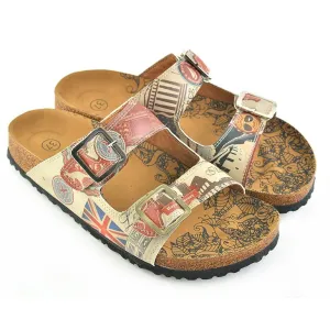 Cream & Red Italy Two-Strap Buckle Sandal CAL202
