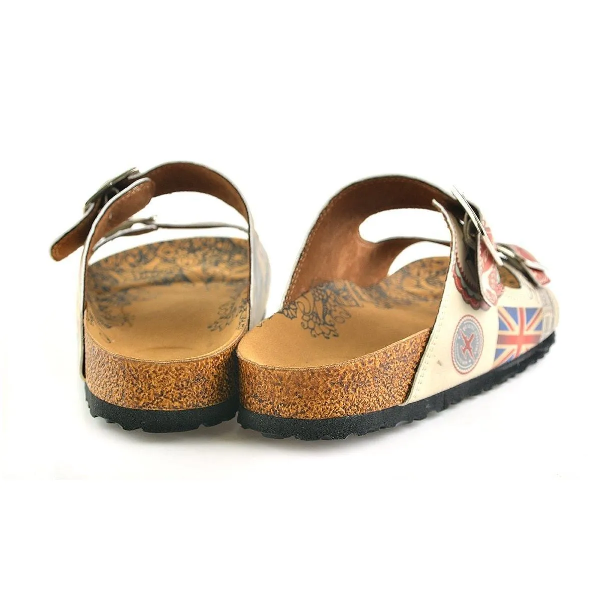 Cream & Red Italy Two-Strap Buckle Sandal CAL202
