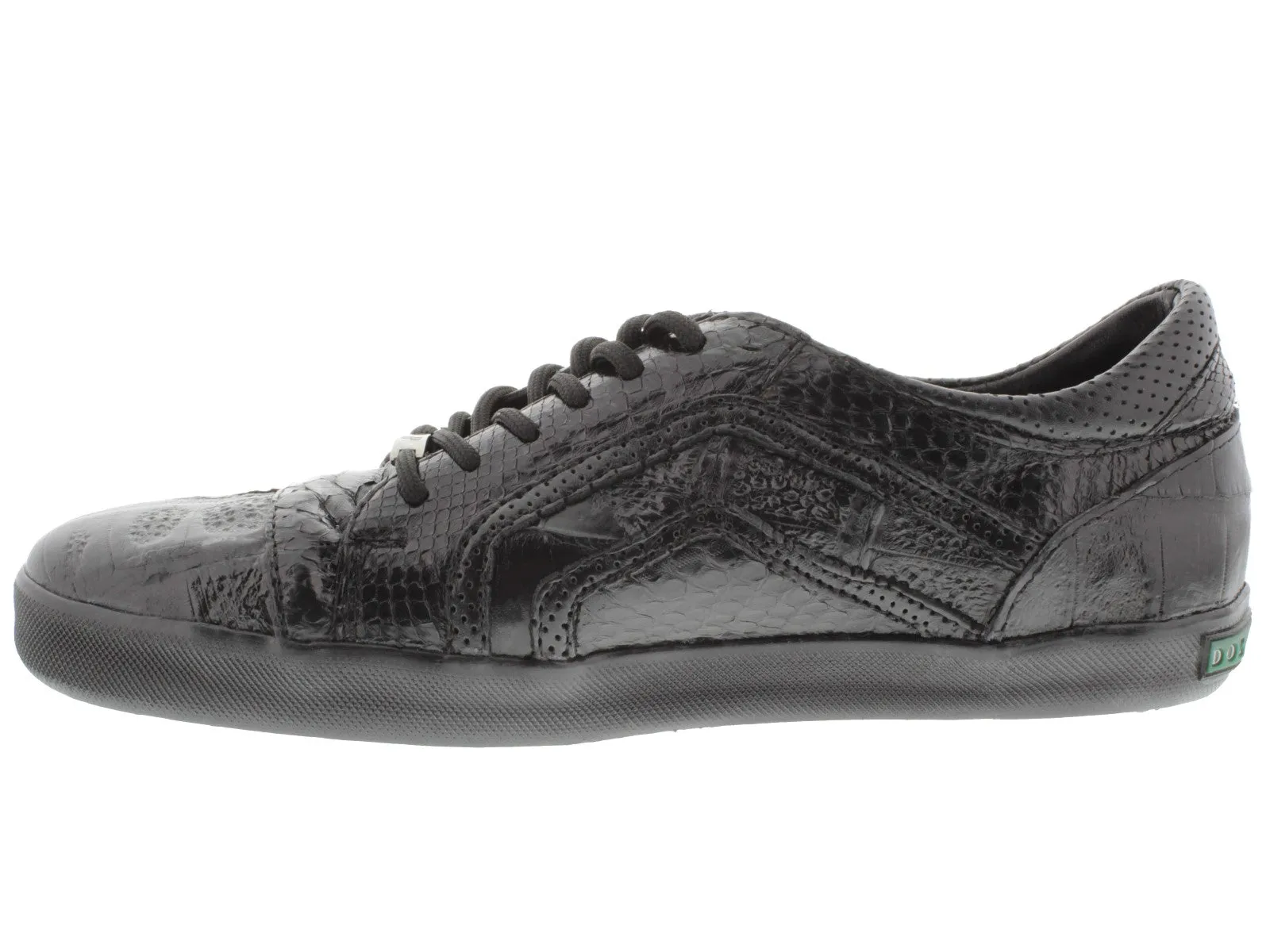 Dolce Pelle - Men's Black Genuine Crocodile & Python Snake Skin Fashion Sneakers