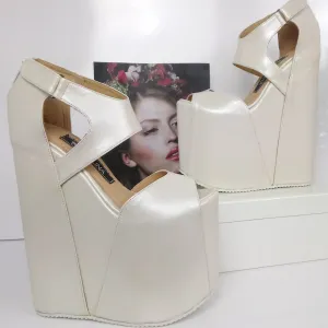 Extra High Heel Wedges Ivory Hidden