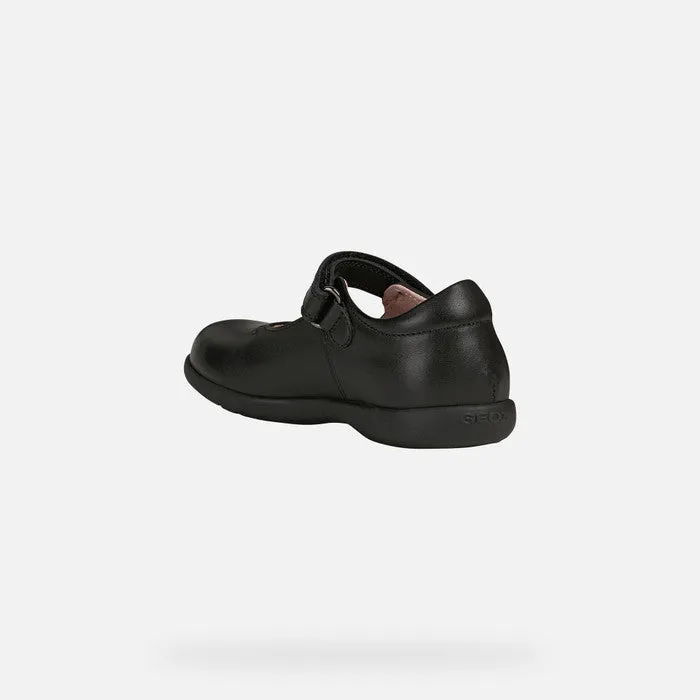 Geox Girls Naimara Leather Bow Black School Shoes