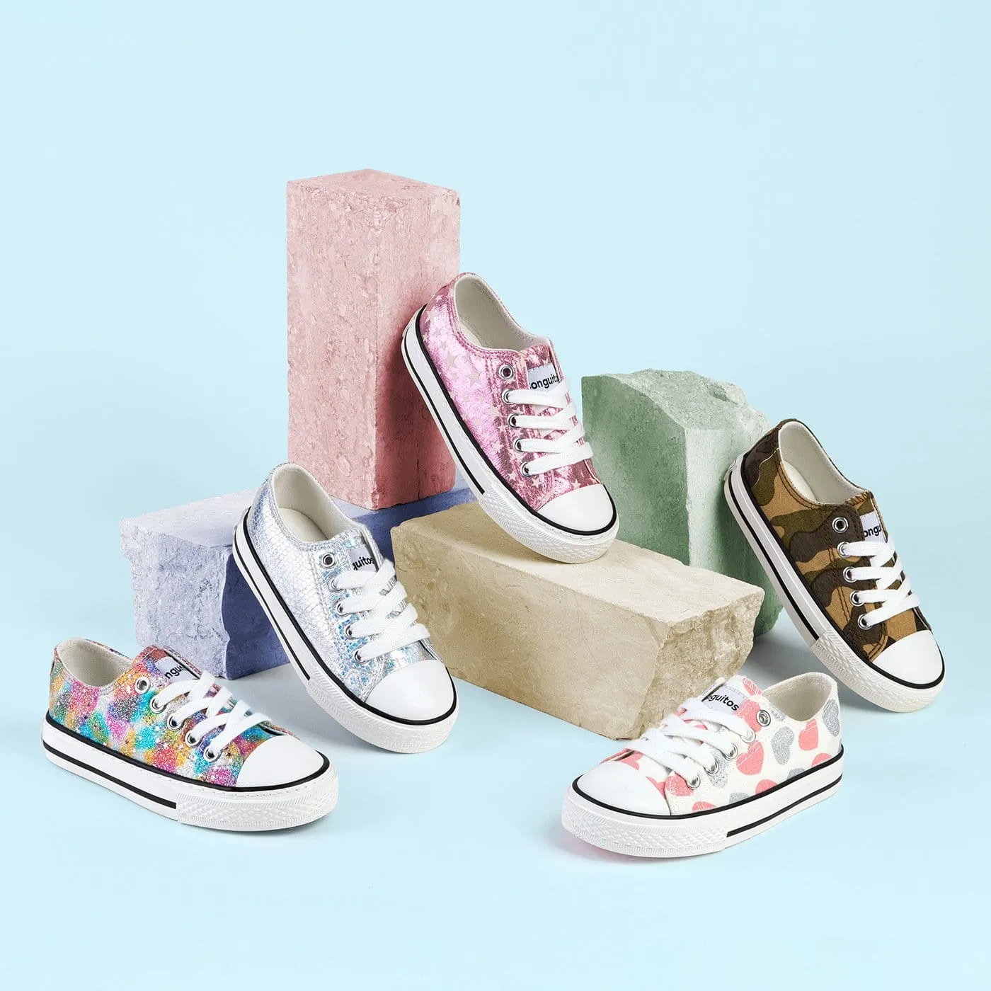 Girl's Silver Metallic Canvas Sneakers