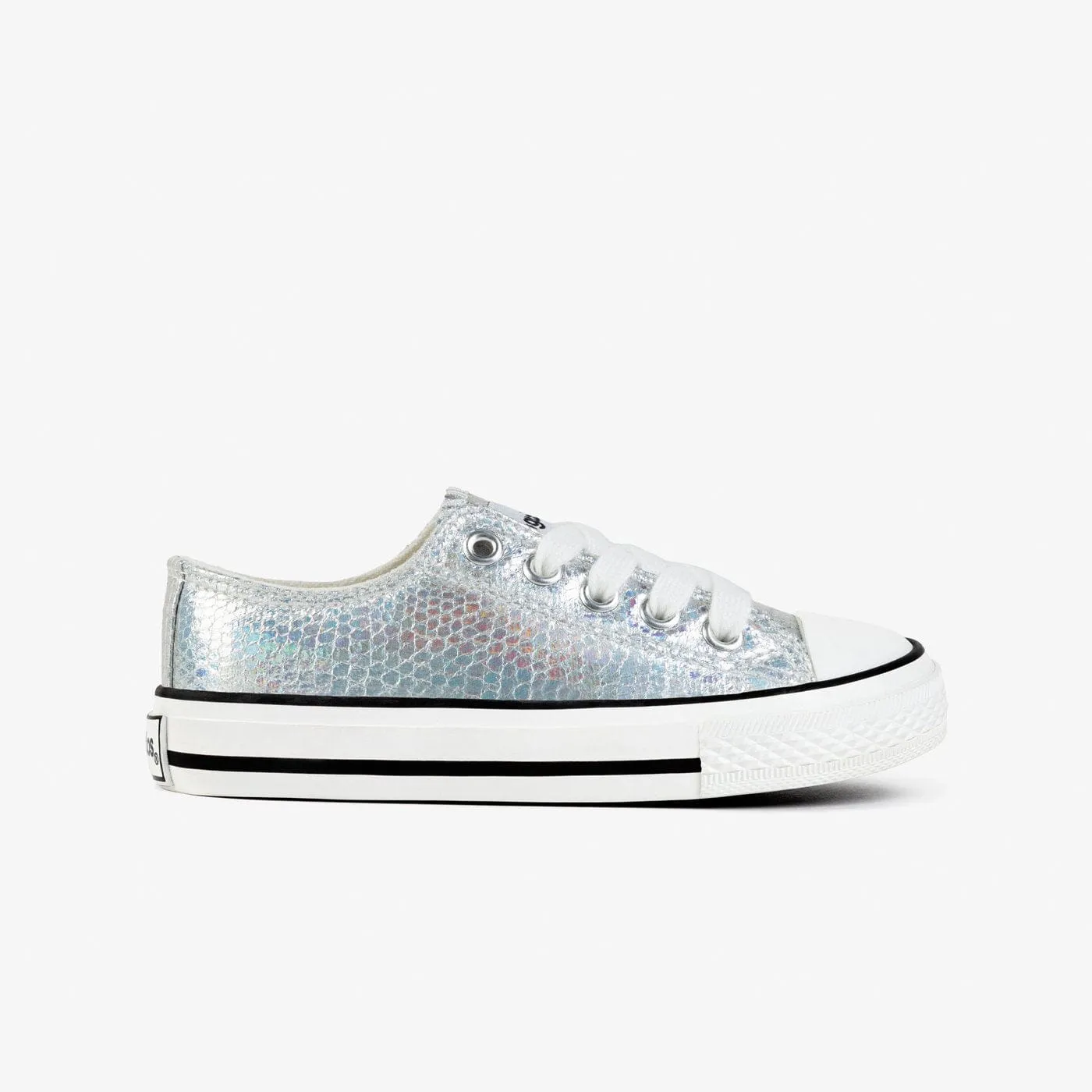 Girl's Silver Metallic Canvas Sneakers