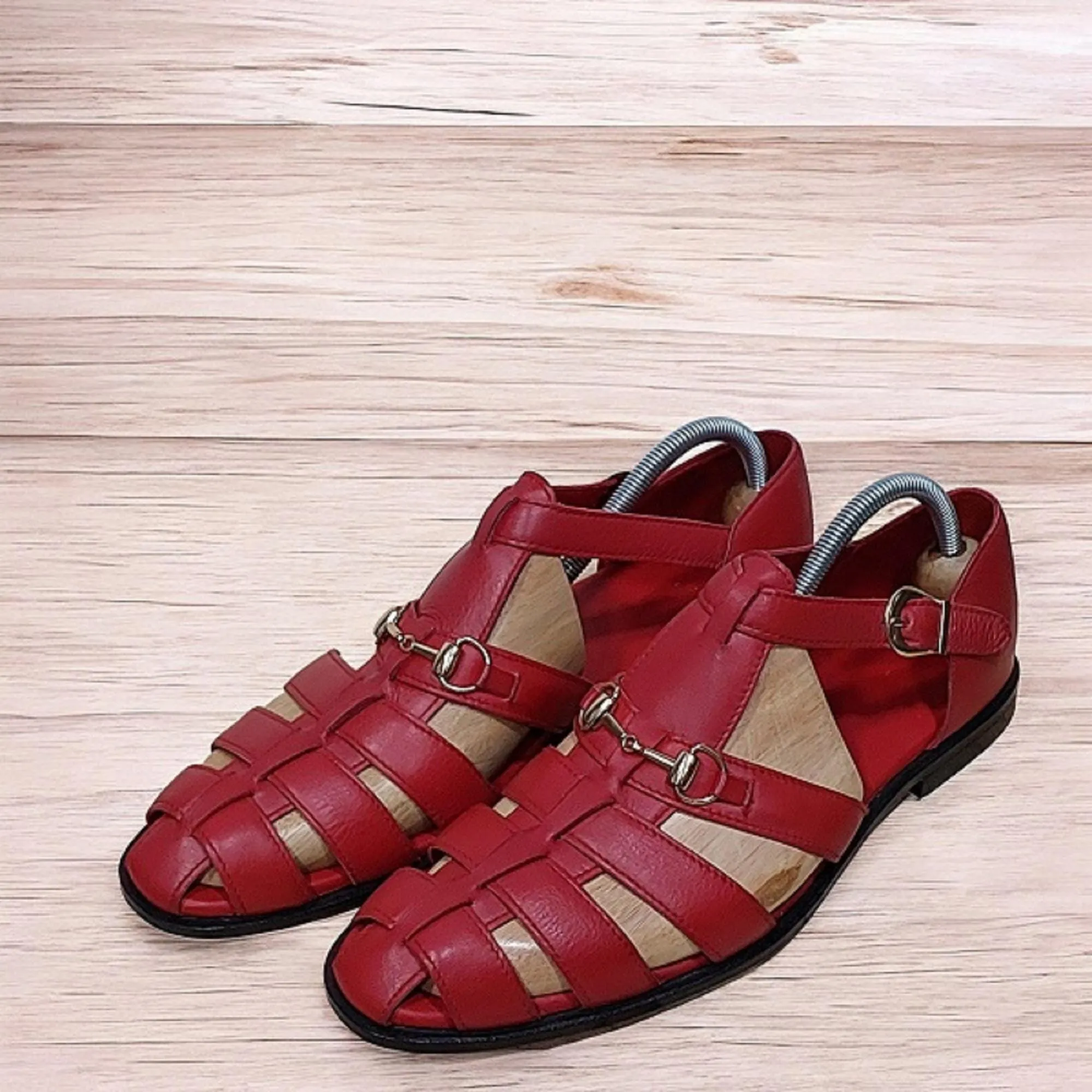 Handcrafted Summer Sandals for Relaxing Days Red Color