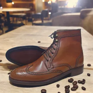Handmade Men  Brown Suede Leather with laces