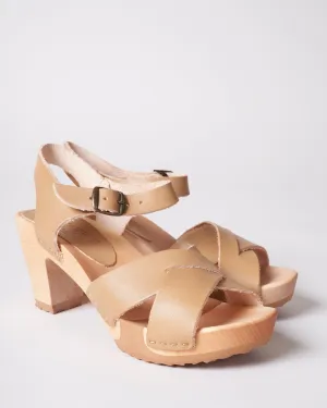 high heel clog sandal - beige