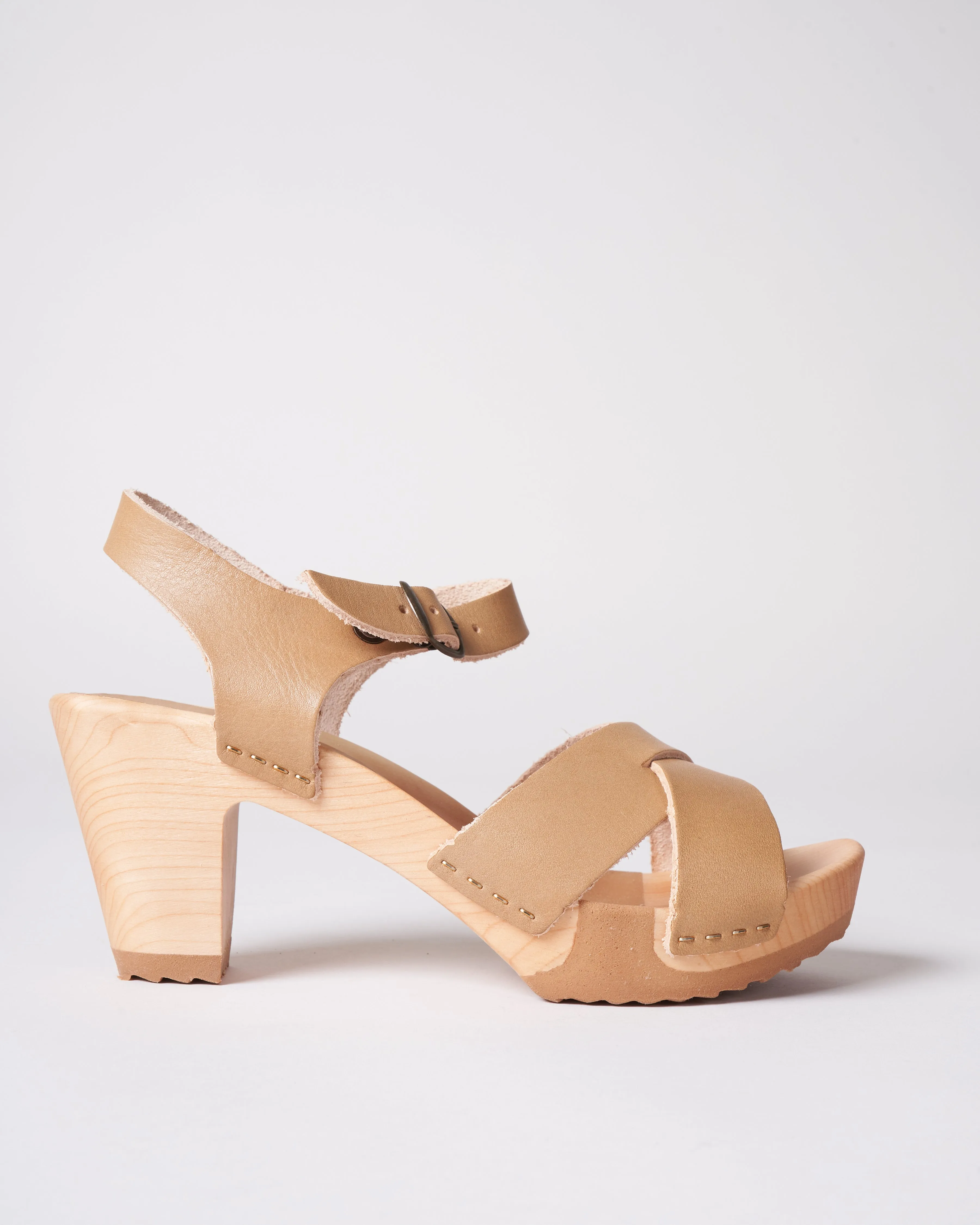 high heel clog sandal - beige