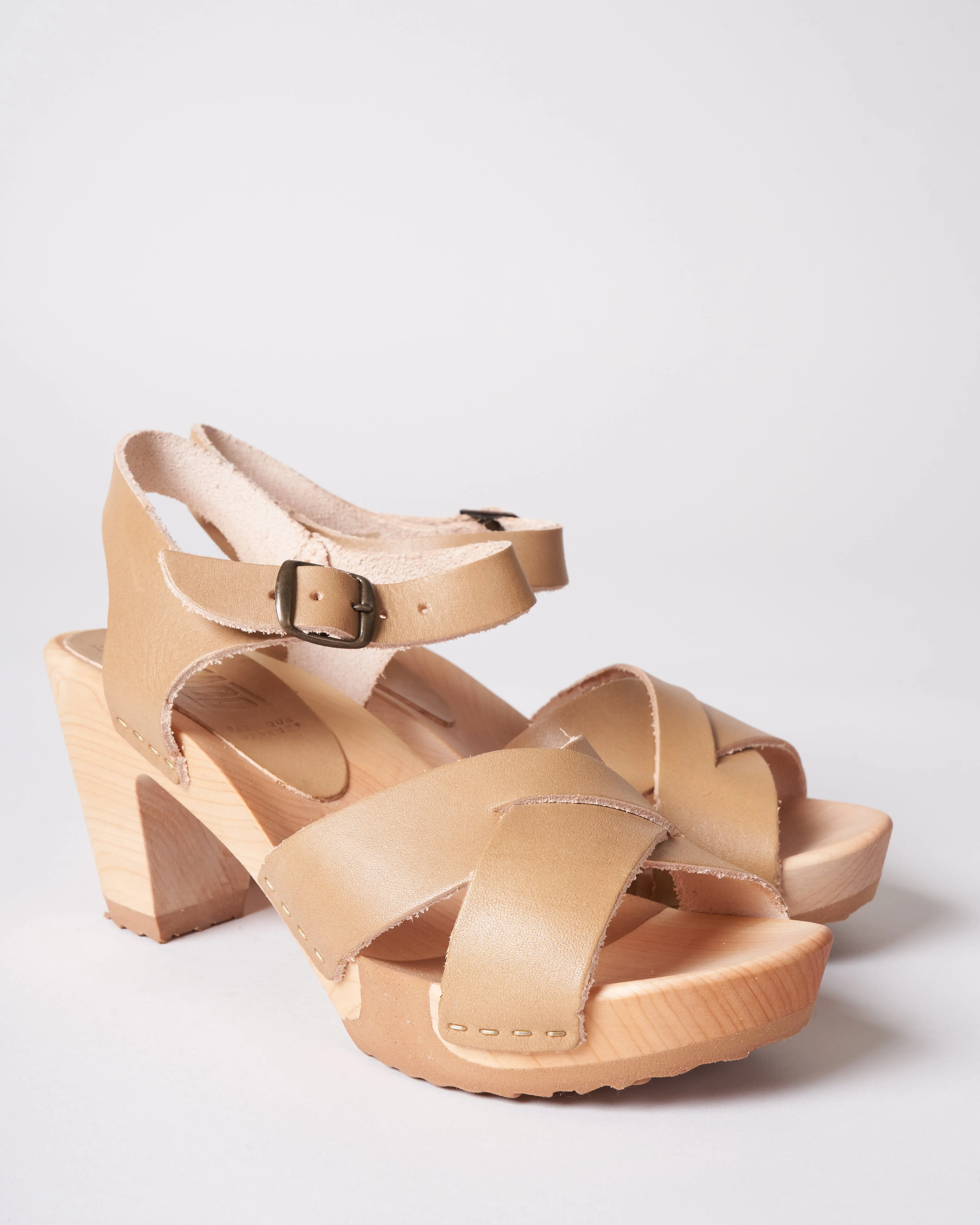 high heel clog sandal - beige