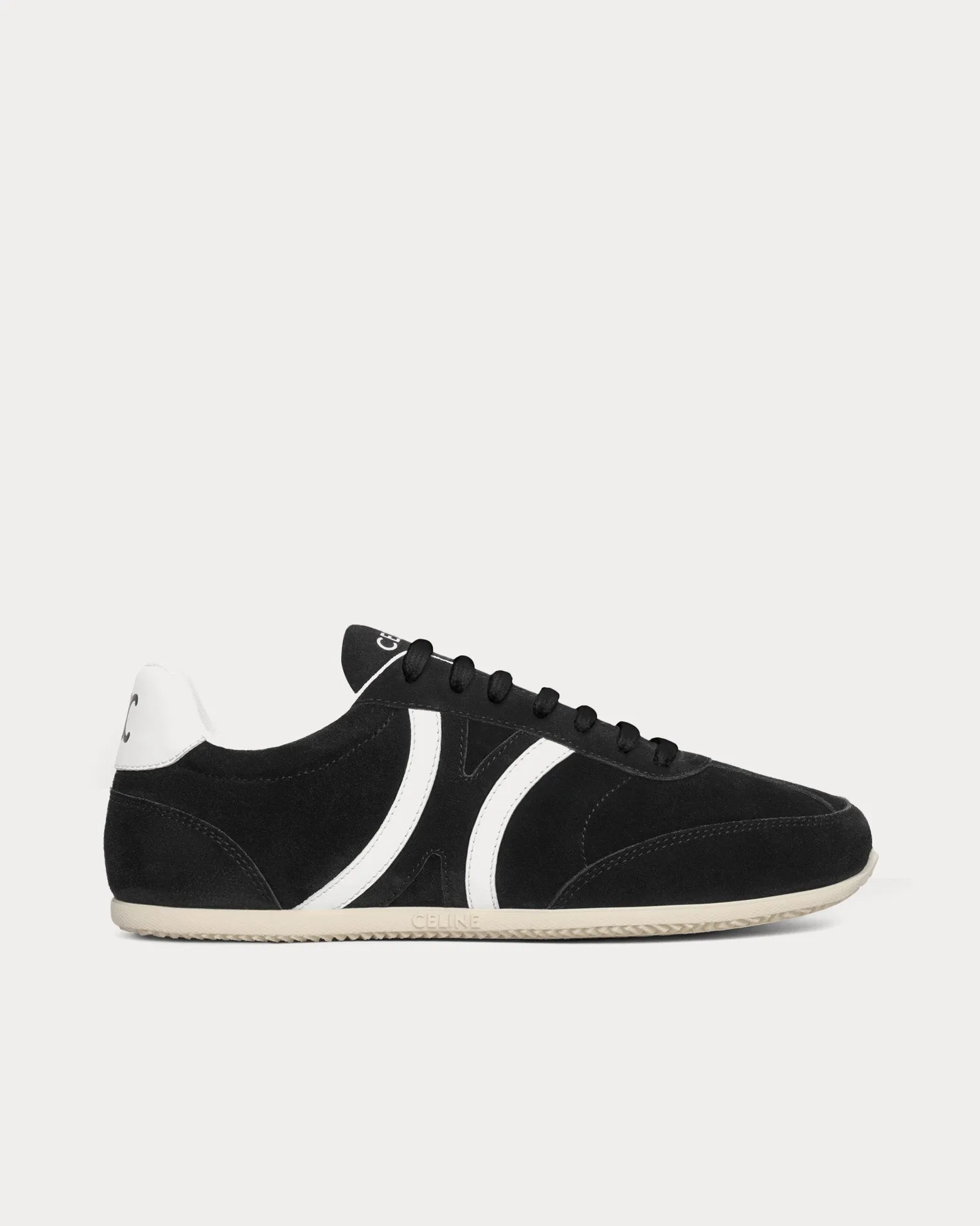 Jogger with Triomphe Signature Suede Calfskin Black / Optic White Low Top Sneakers