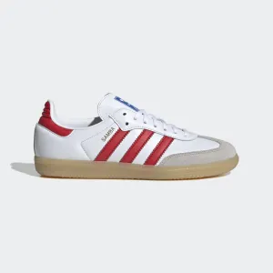 KIDS ADIDAS SAMBA OG J (CLOUD WHITE/COLLEGIATE RED/GUM)