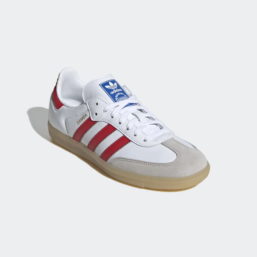 KIDS ADIDAS SAMBA OG J (CLOUD WHITE/COLLEGIATE RED/GUM)