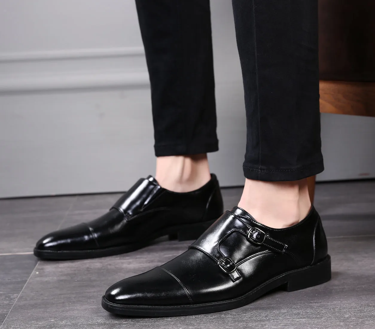 Men's Monk Strap Cap Toe Loafers