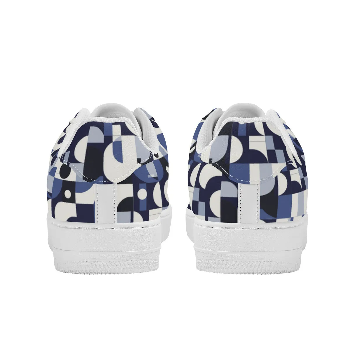 Navy Blue and White Mid-Century Modern Design Unisex Air Force Sneakers