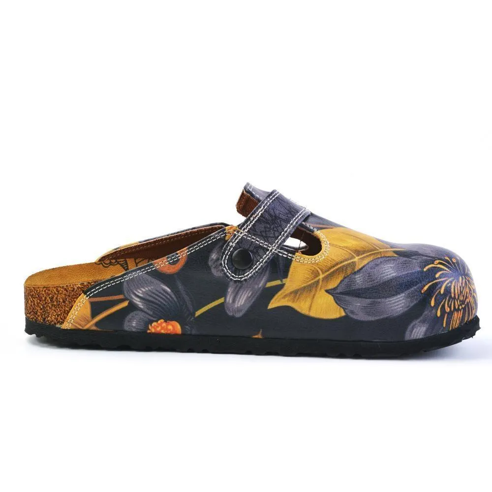 Navy Blue Floral Clogs CAL372