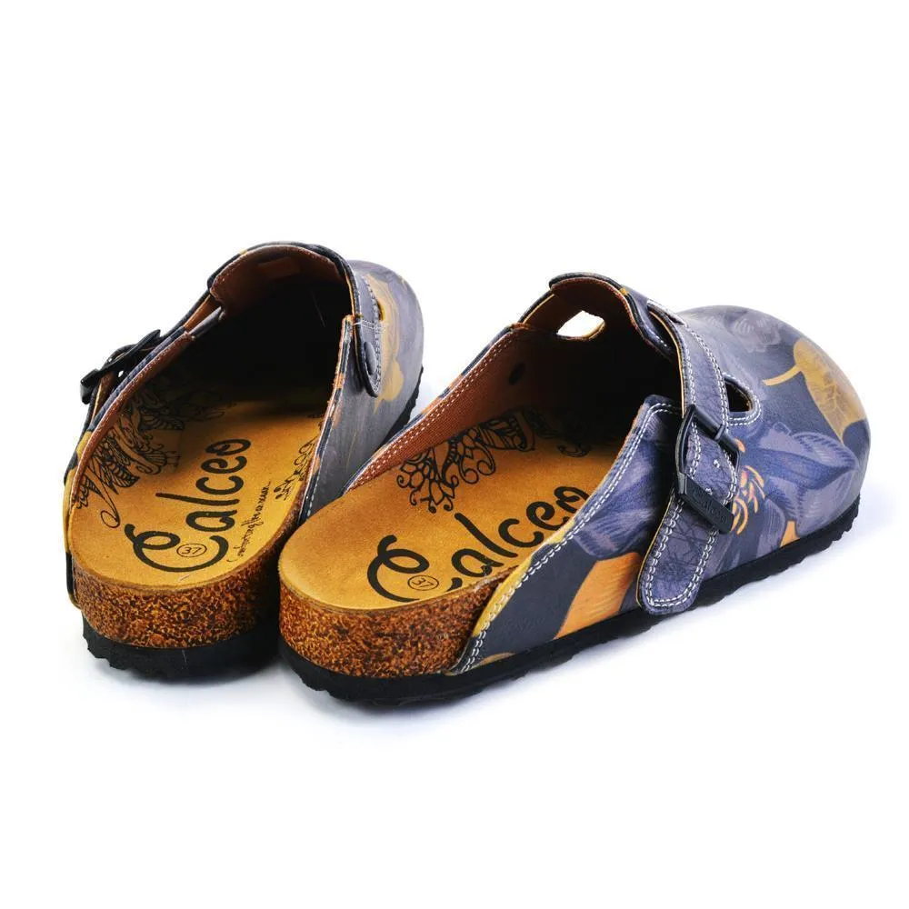 Navy Blue Floral Clogs CAL372