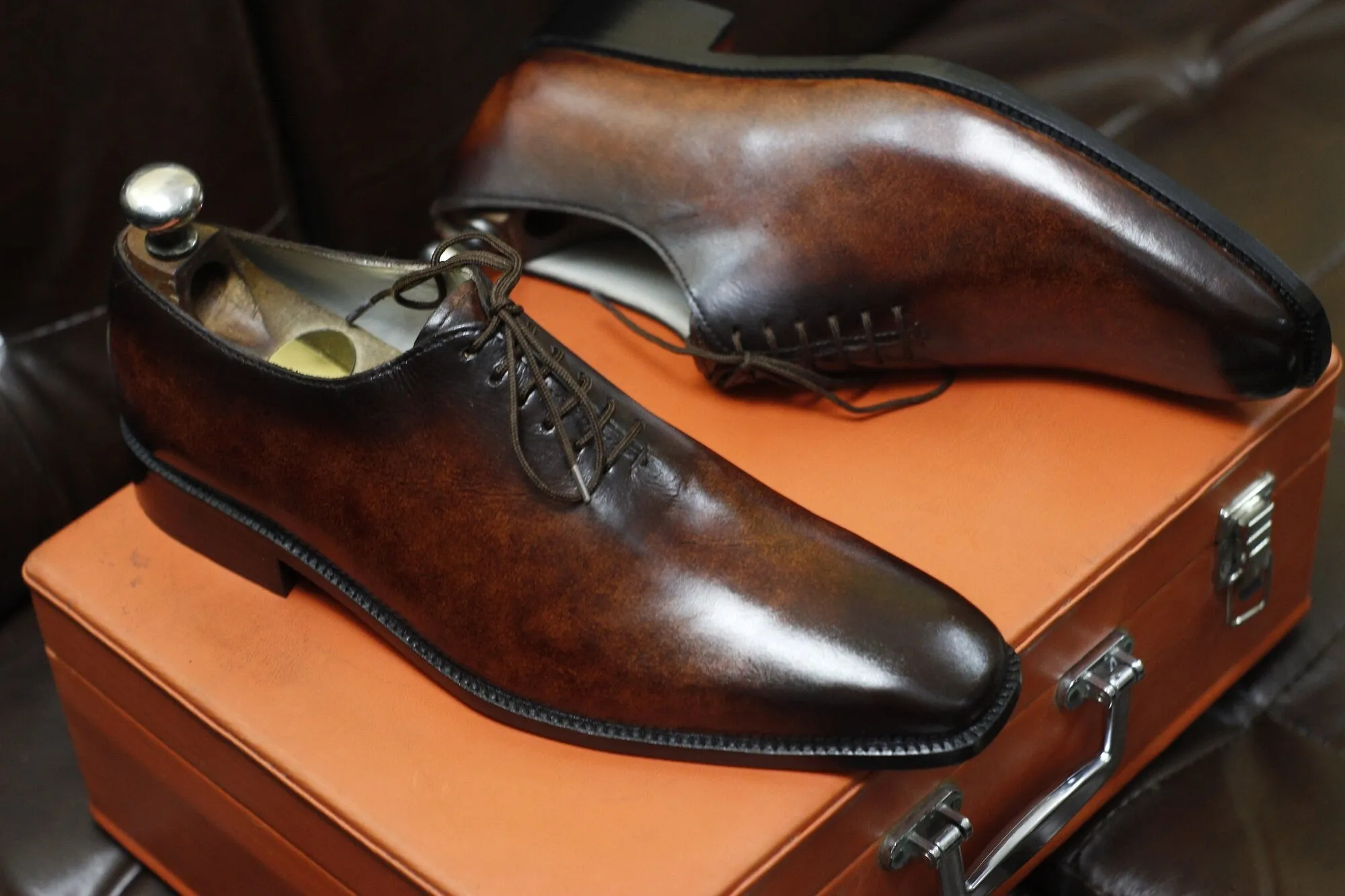 New Men's Handmade Formal Shoes Brown Shaded Leather Lace Up Stylish Dress & Formal Wear Shoes