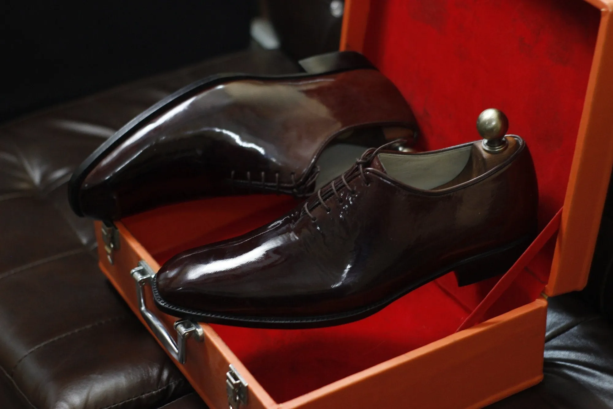 New Men's Handmade Formal Shoes Dark Brown Patient Leather Lace Up Stylish Dress & Casual Wear Shoes