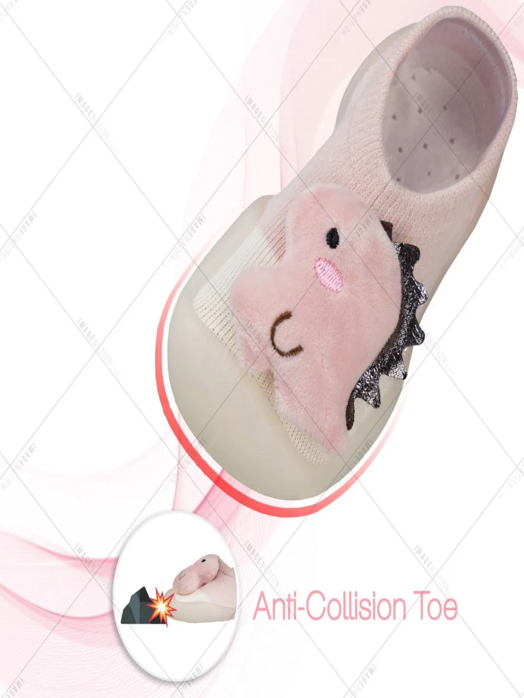 Pale Pink Dino Dream: Stuffed Toy Shoe Socks